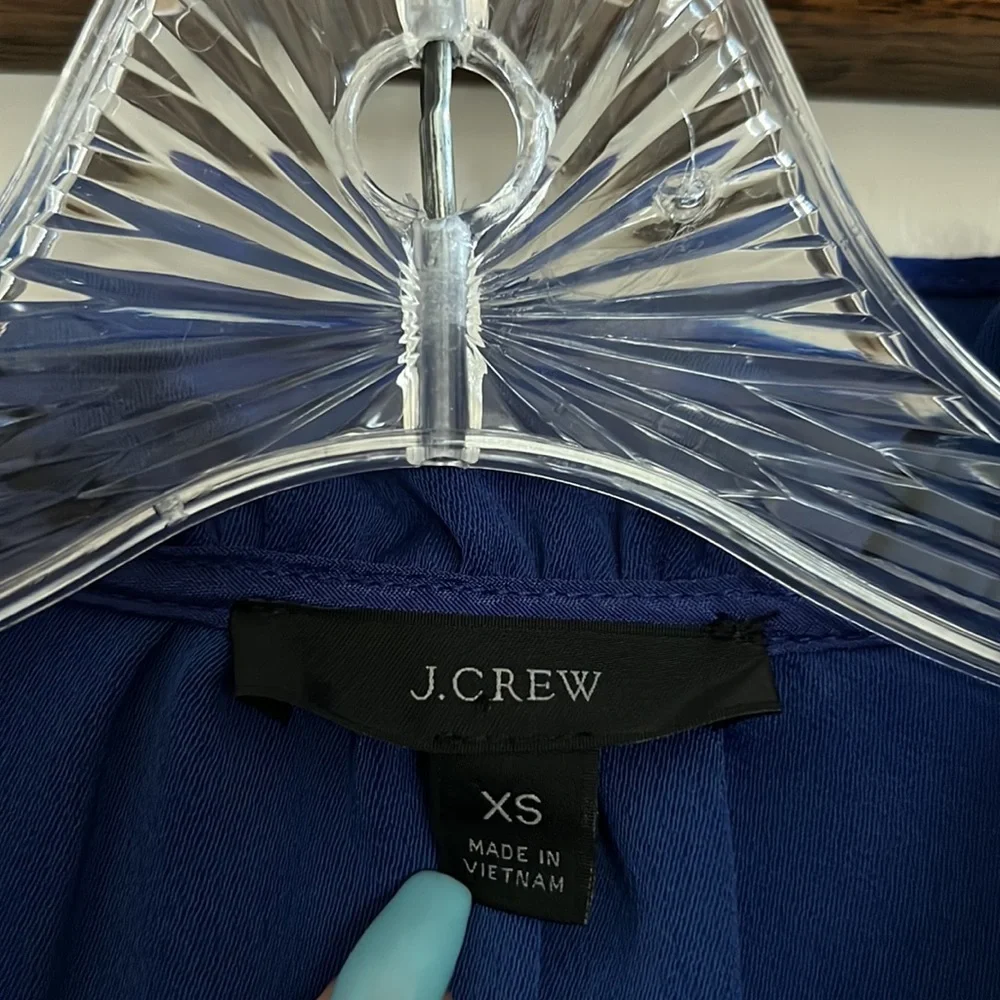J Crew Ruffle Neck Top in 365 Crepe Electric Blue | XS
